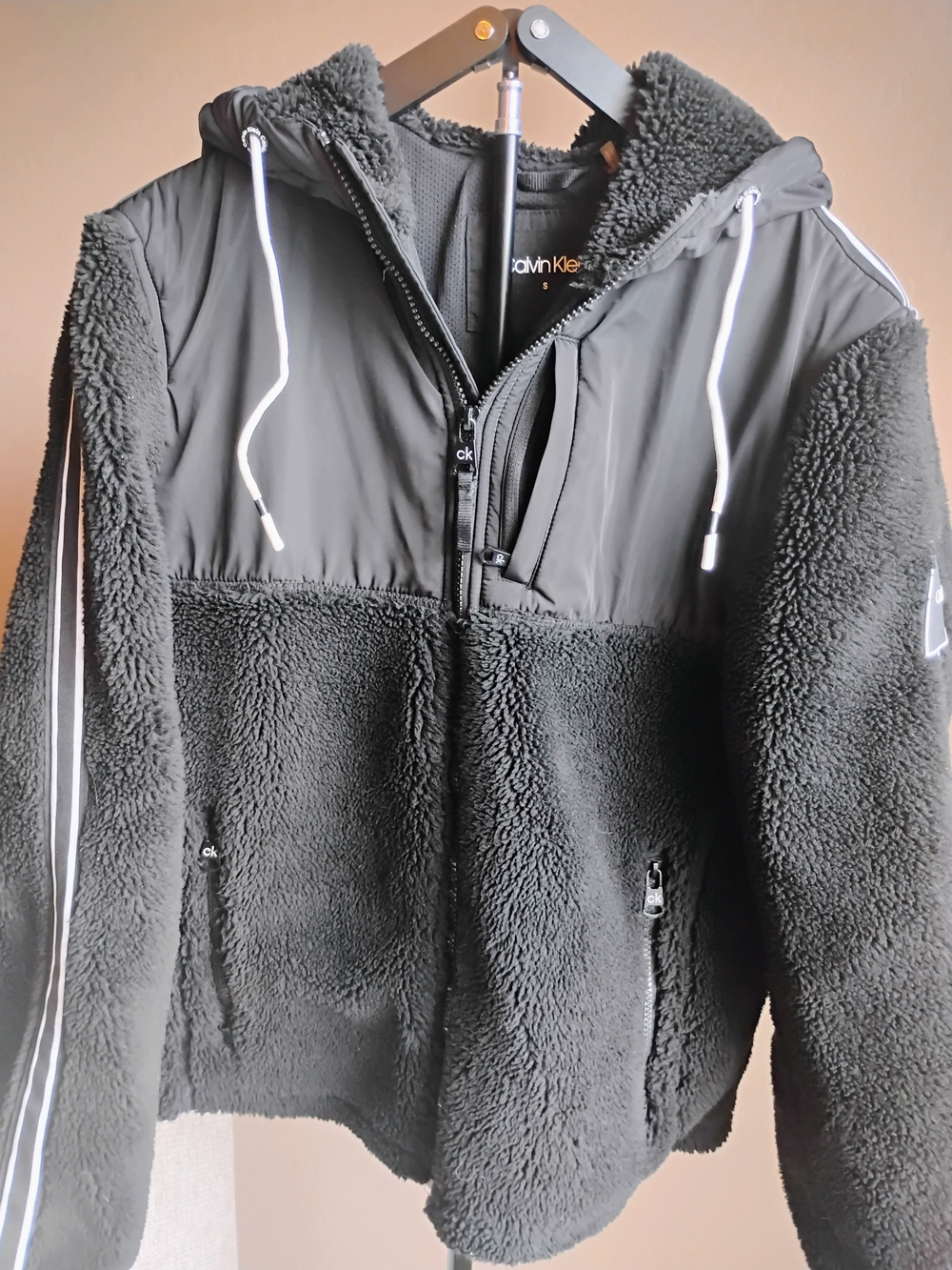 Calvin Klein Men’s Size S Black Sherpa Hooded Lightweight Jacket